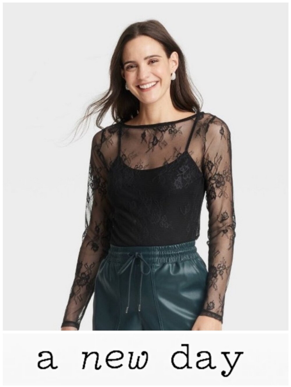 NWOT Black Lace Overlay Top